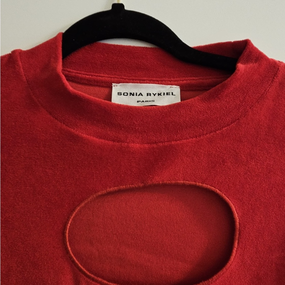 Sonia Rykiel Vibrant Red Cutout Top velvet